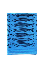 Blue Sardines Tea Towel