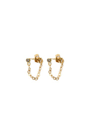 Gold Crystal Heart Hoops