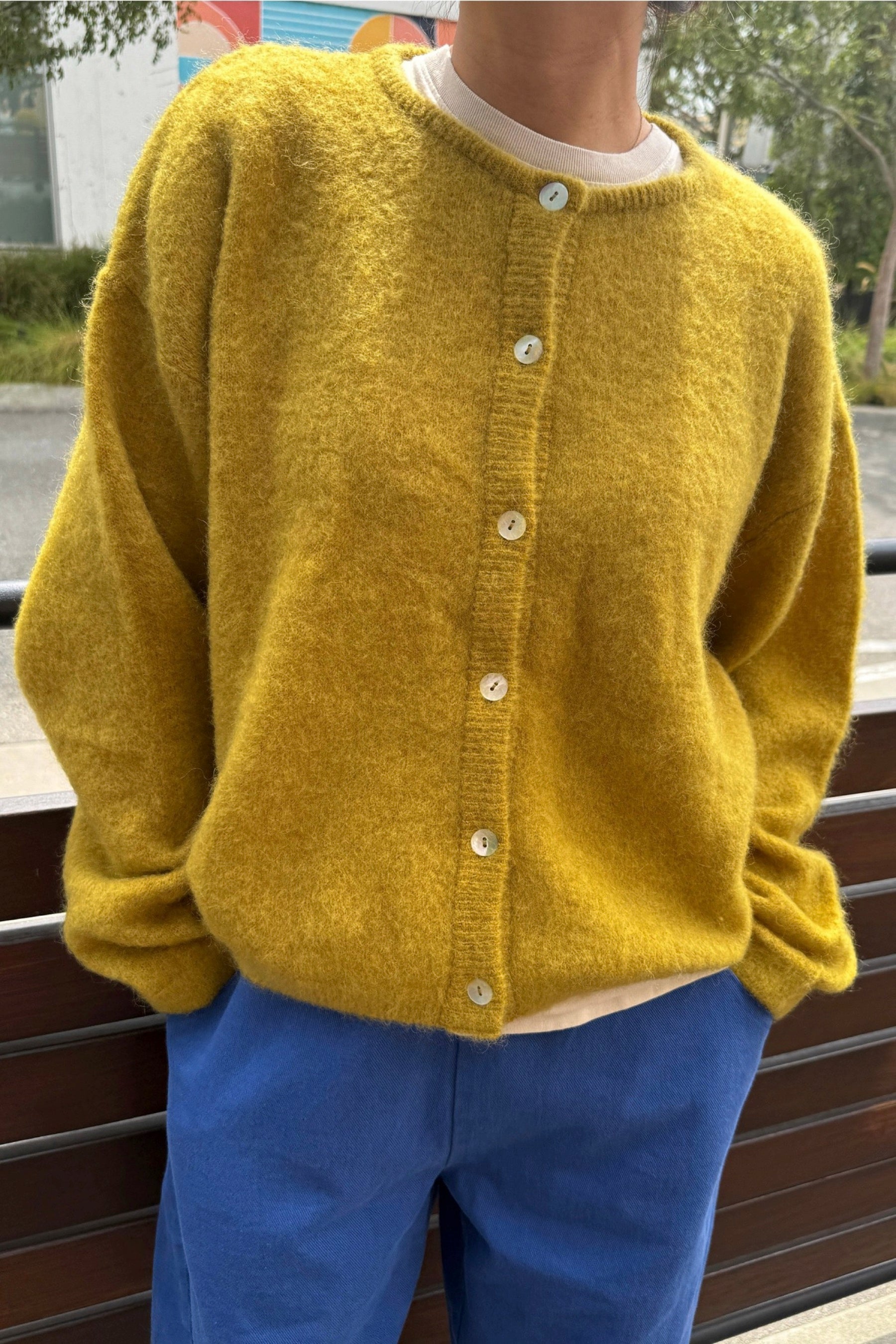 Bistro Yellow Leila Mohair Cardigan