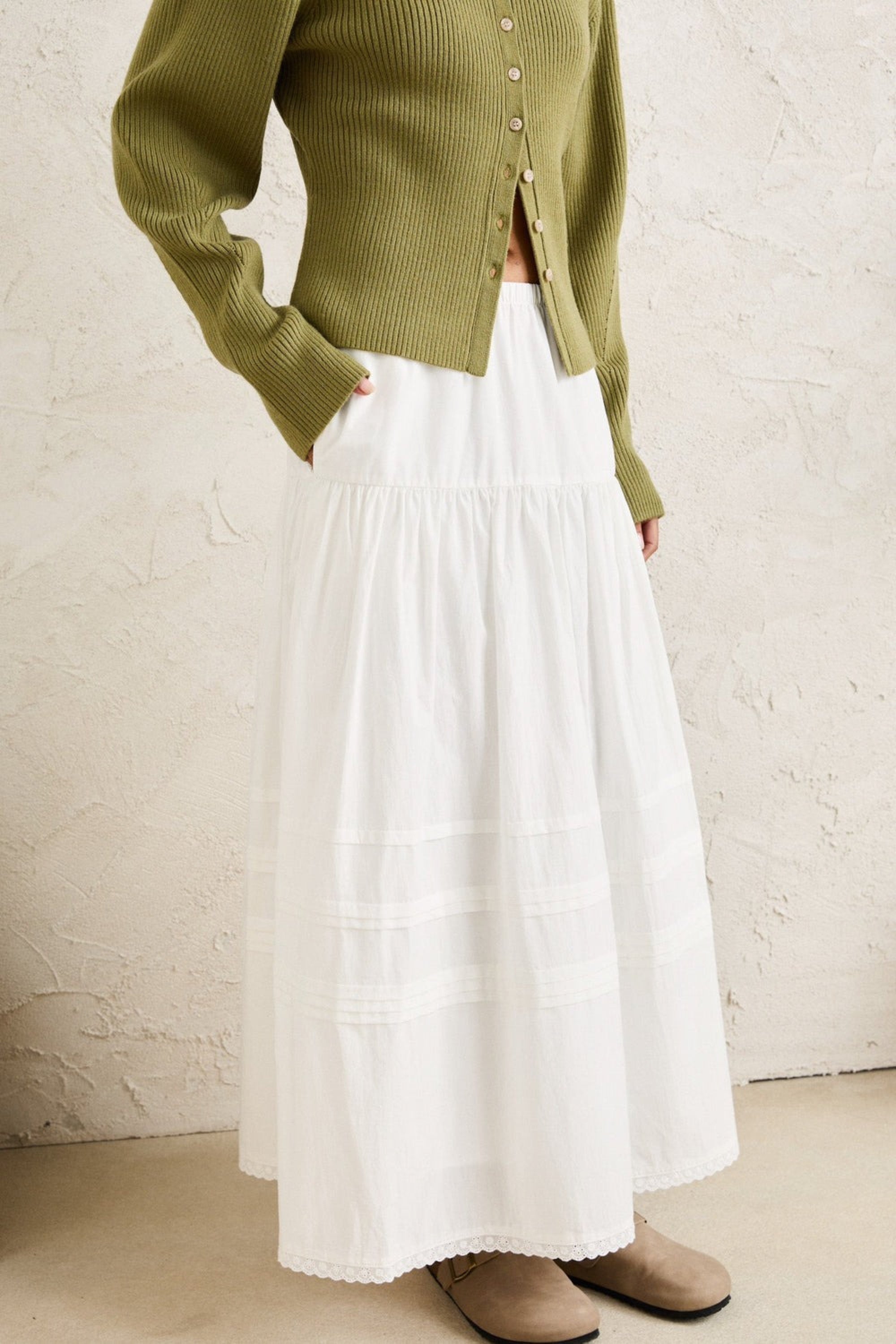 White Solene Ruffle Skirt