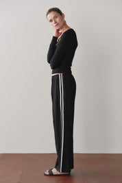 Jet Linen Stripe Crop Racer Pant