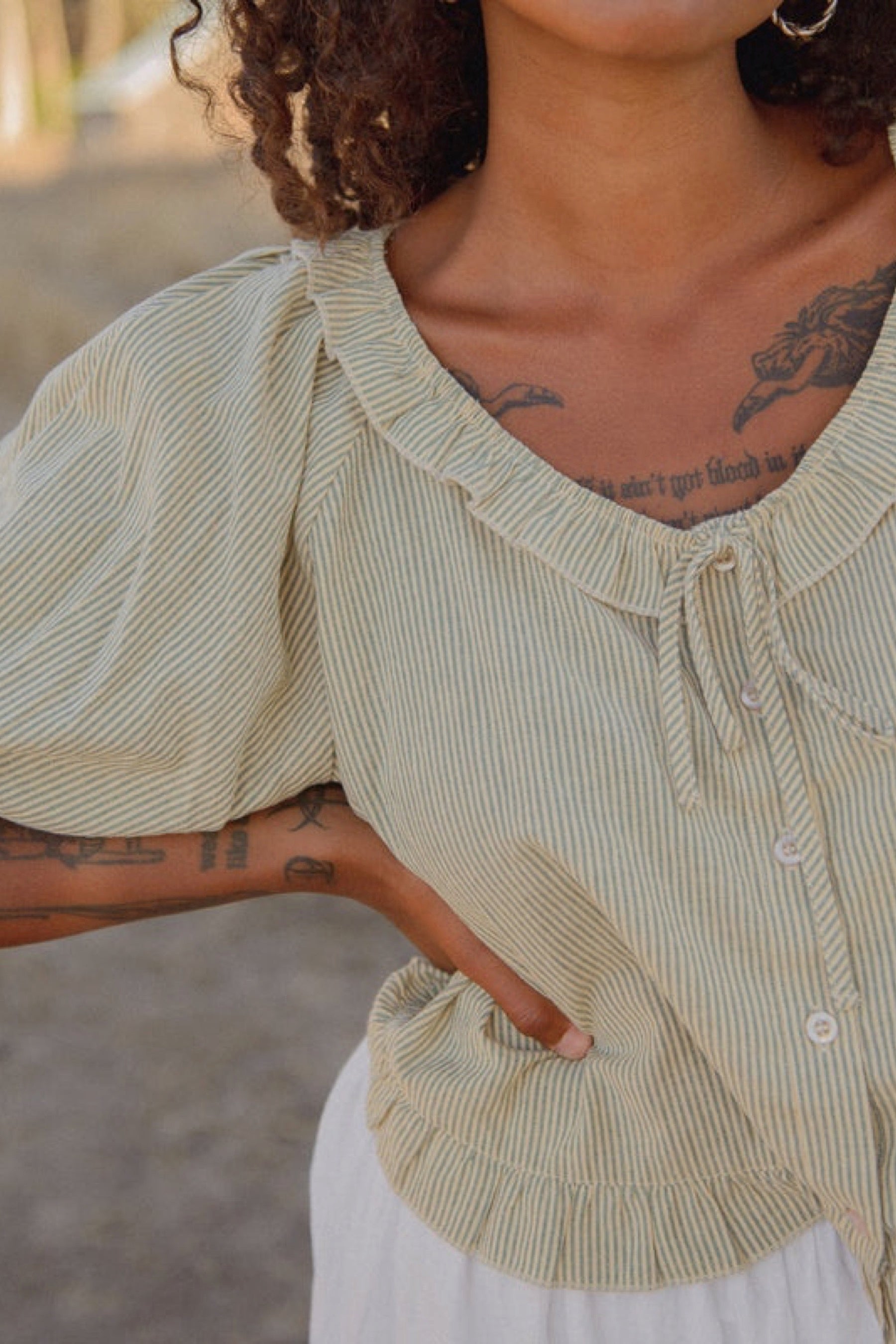 Green Stripe Romeo Top