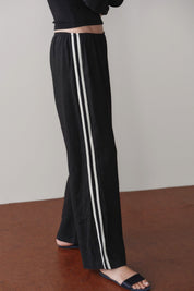 Jet Linen Stripe Crop Racer Pant