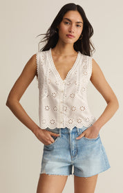 White Darcy Eyelet Tank