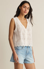 White Darcy Eyelet Tank