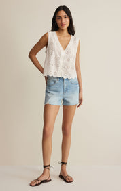 White Darcy Eyelet Tank