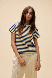Yellow Mist Stripe Vintage Tee