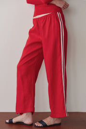 Bell Pepper Linen Stripe Crop Racer Pant