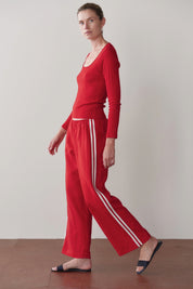 Bell Pepper Linen Stripe Crop Racer Pant