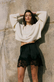 Black Meet In The Middle Slip Skirt