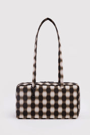 Blurred Gingham Nylon Bowler Bag