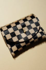 Tan Checkered Cardholder