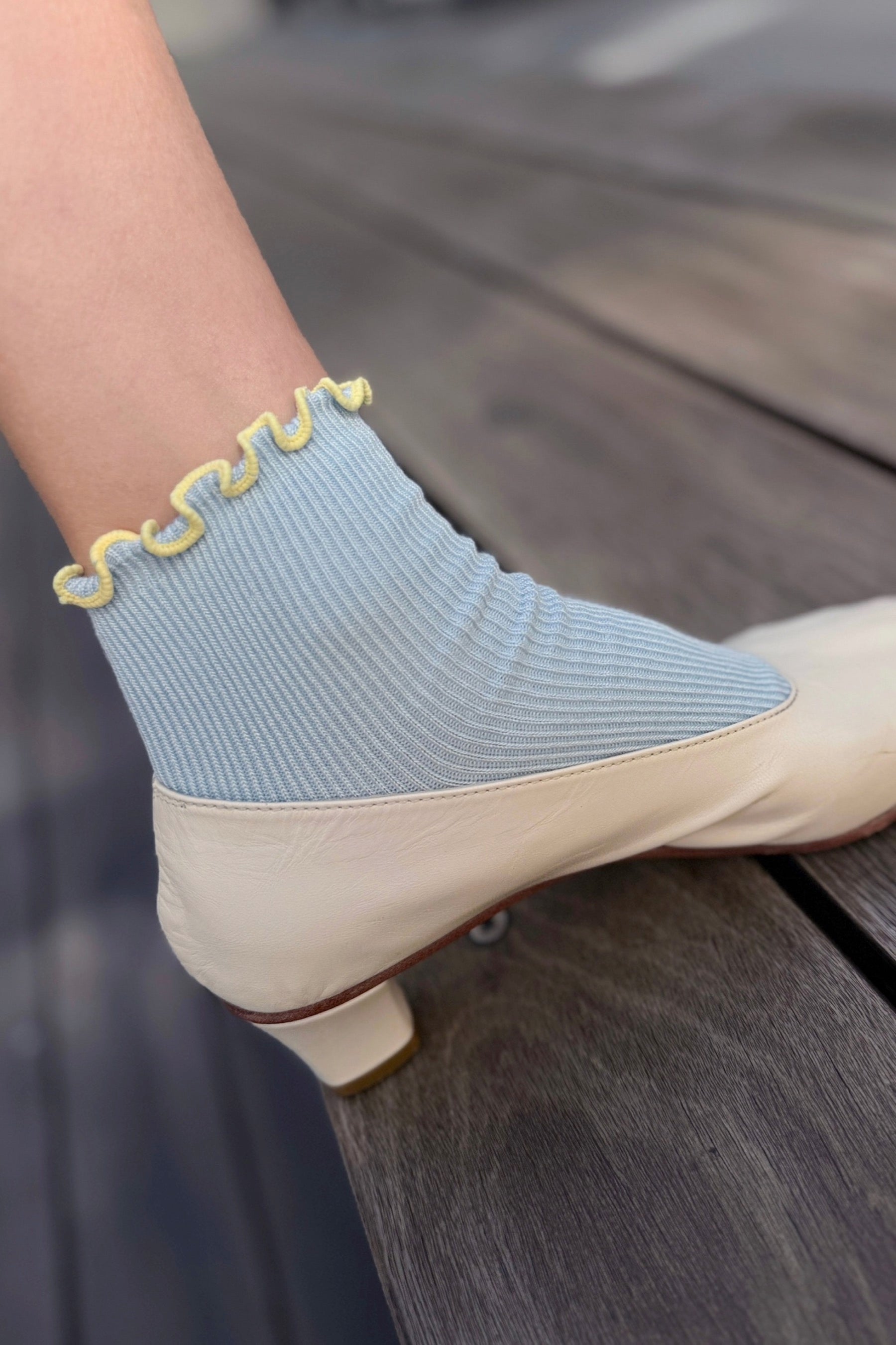 Baby Blue + Butter Ruffled Socks