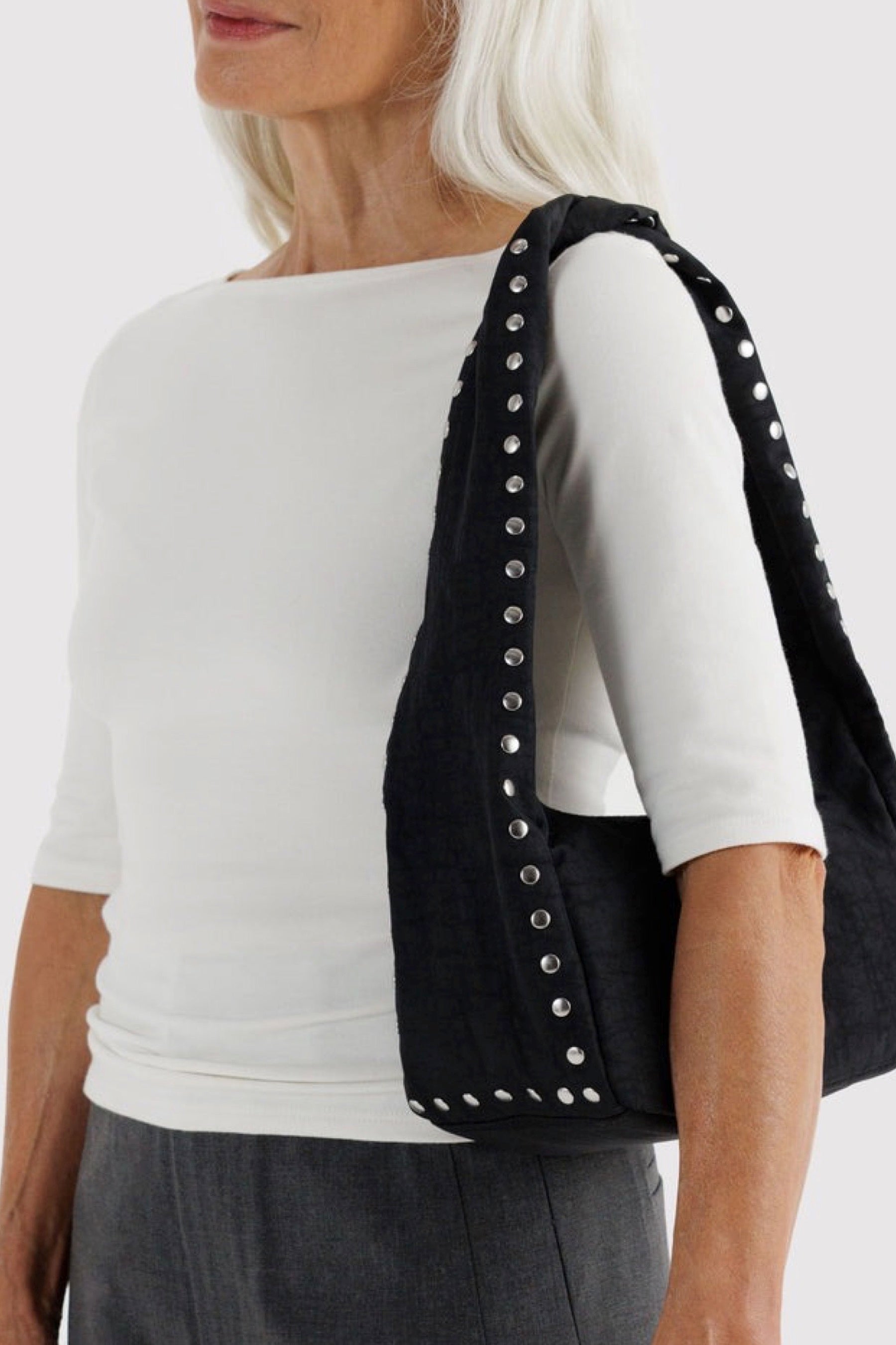 Black Studs Small Nylon Meringue Bag