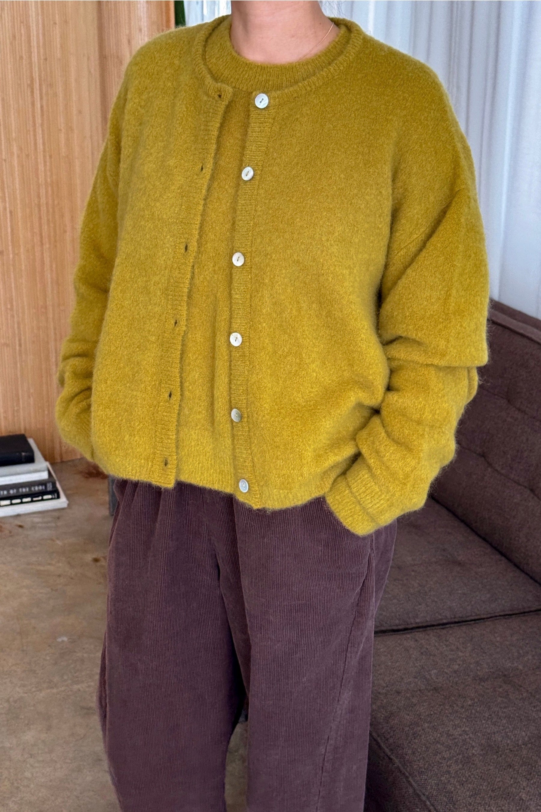 Bistro Yellow Leila Mohair Cardigan
