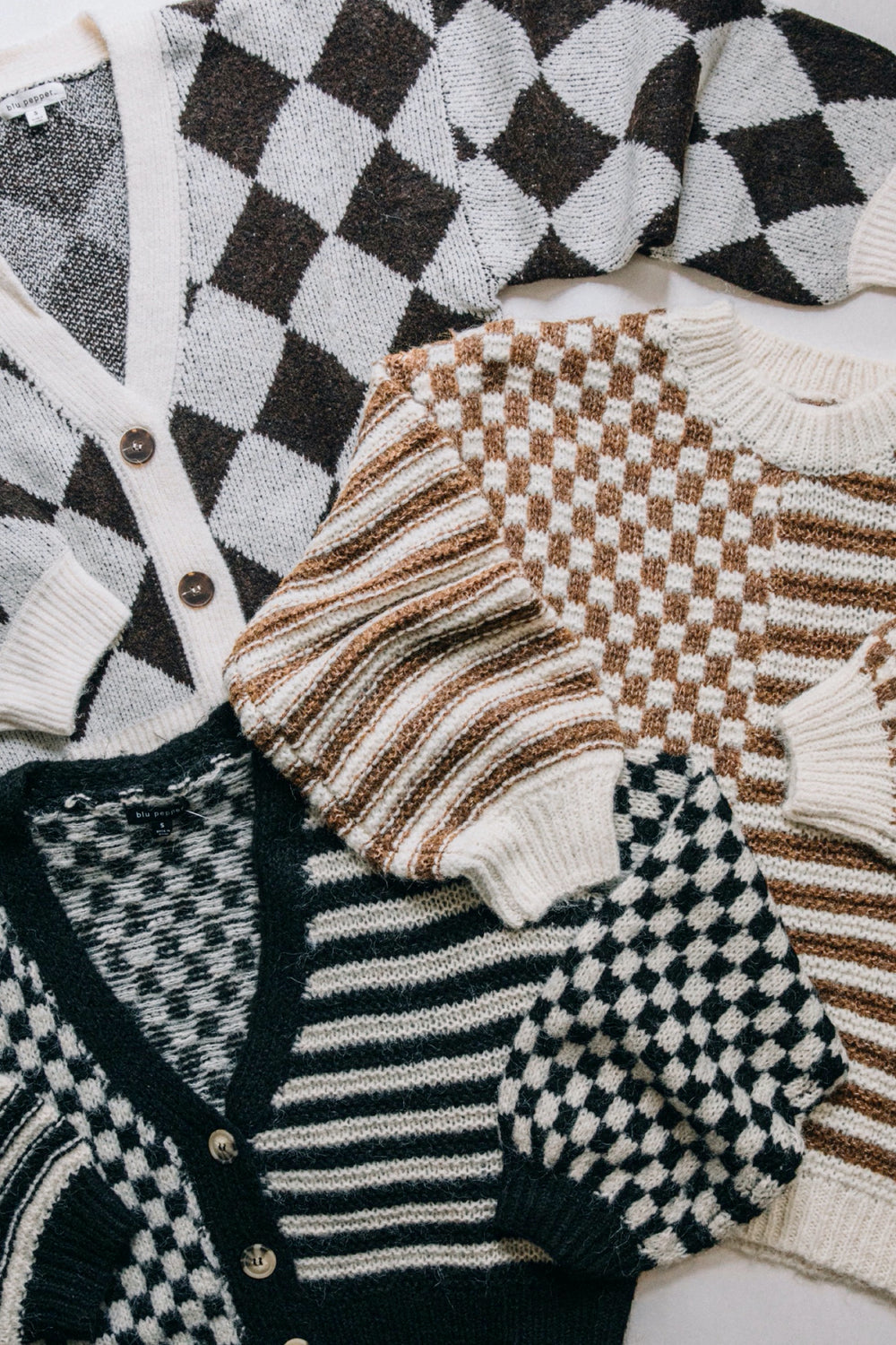 Brown Mixed Checker Sweater