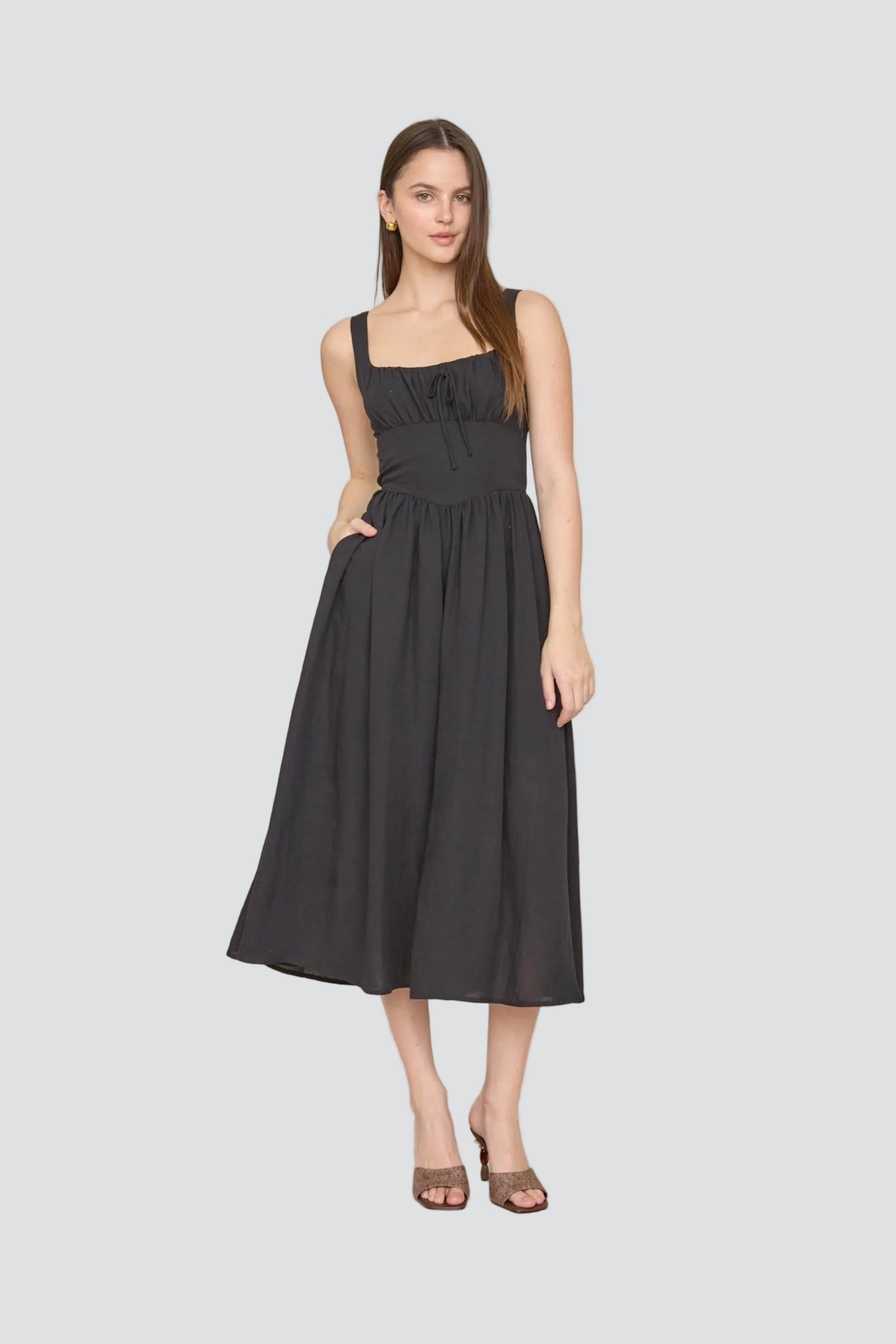 Black Crescent Midi Dress
