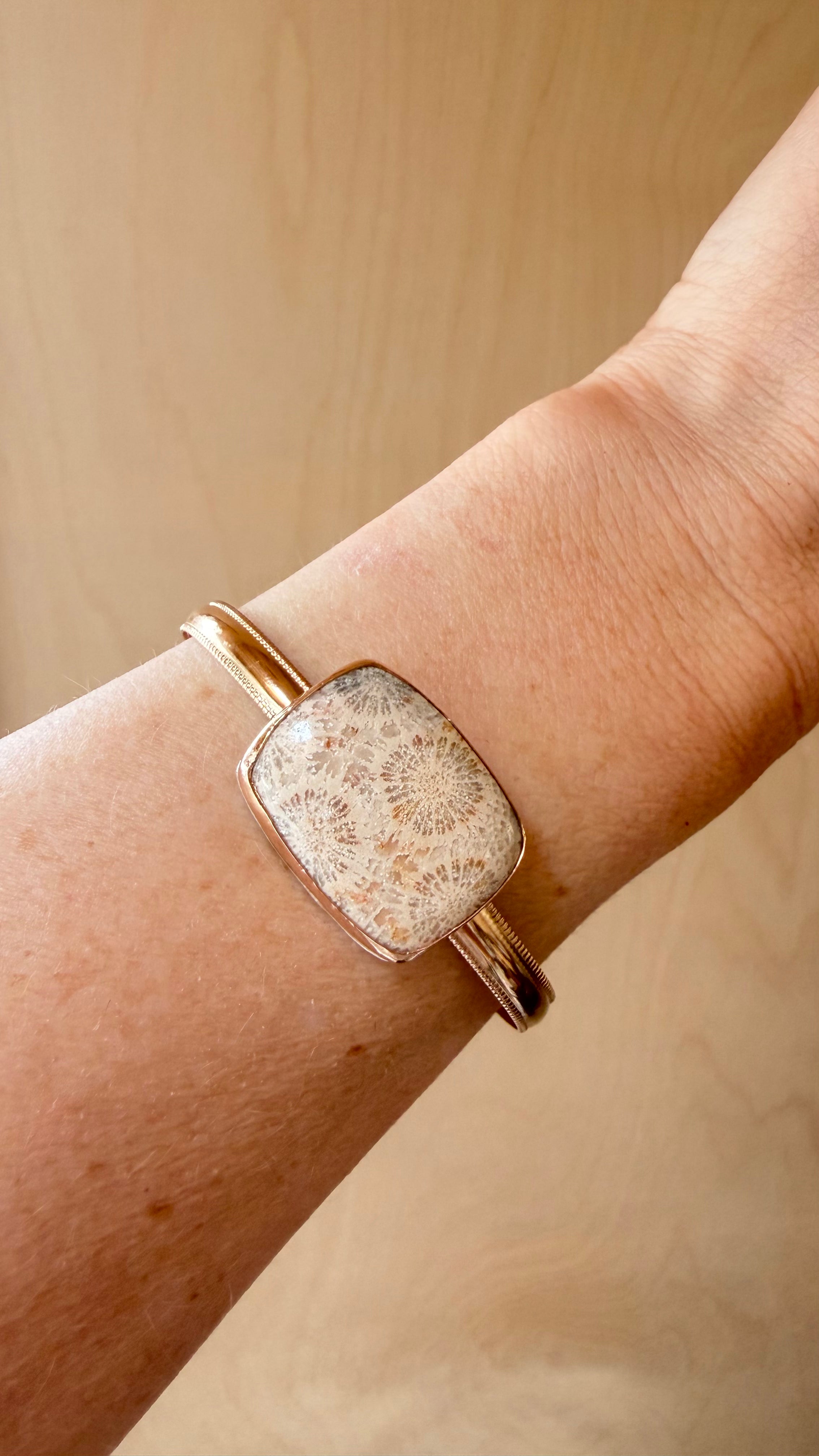 Gold Fossilized Coral Cuff