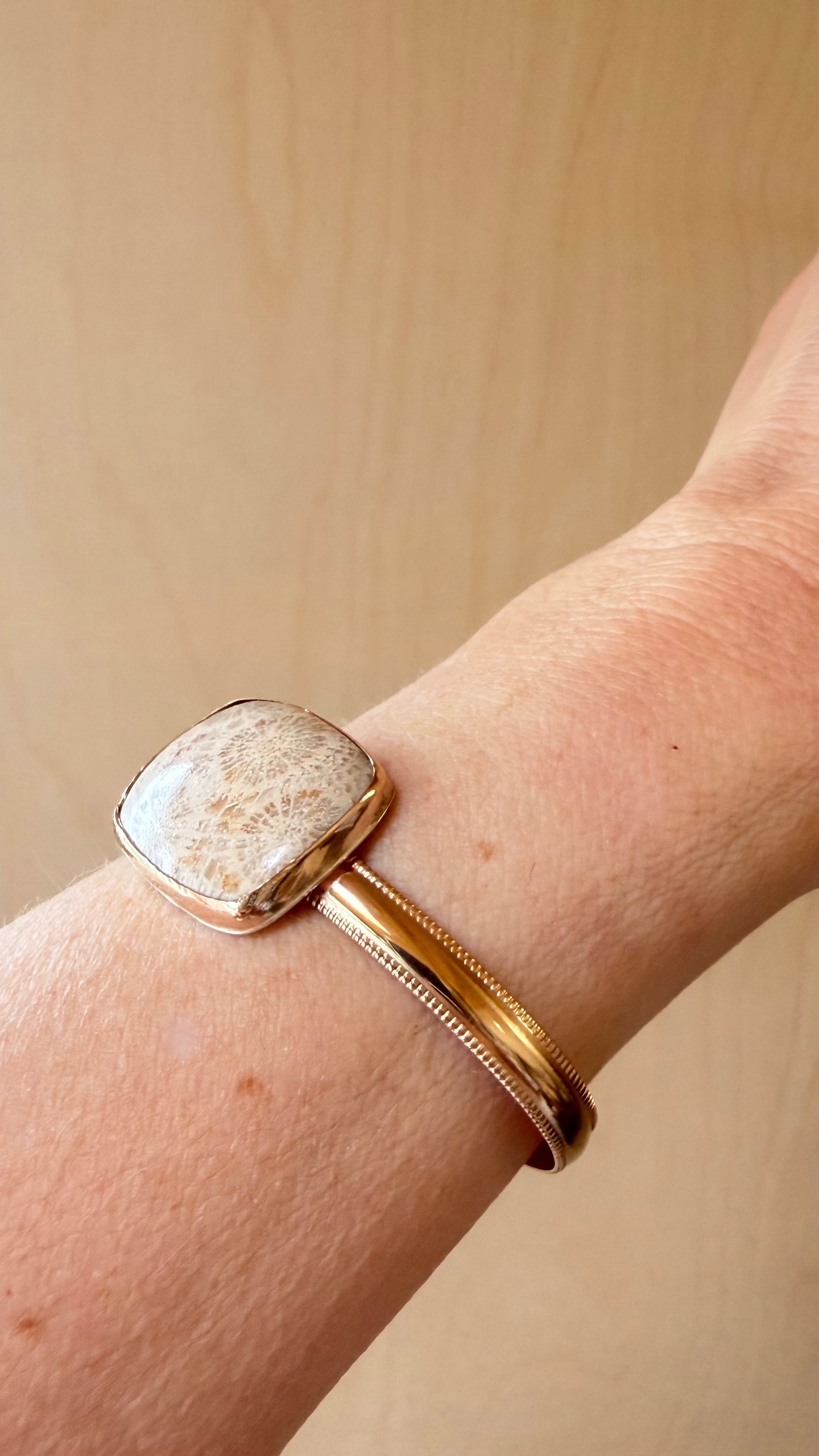 Gold Fossilized Coral Cuff