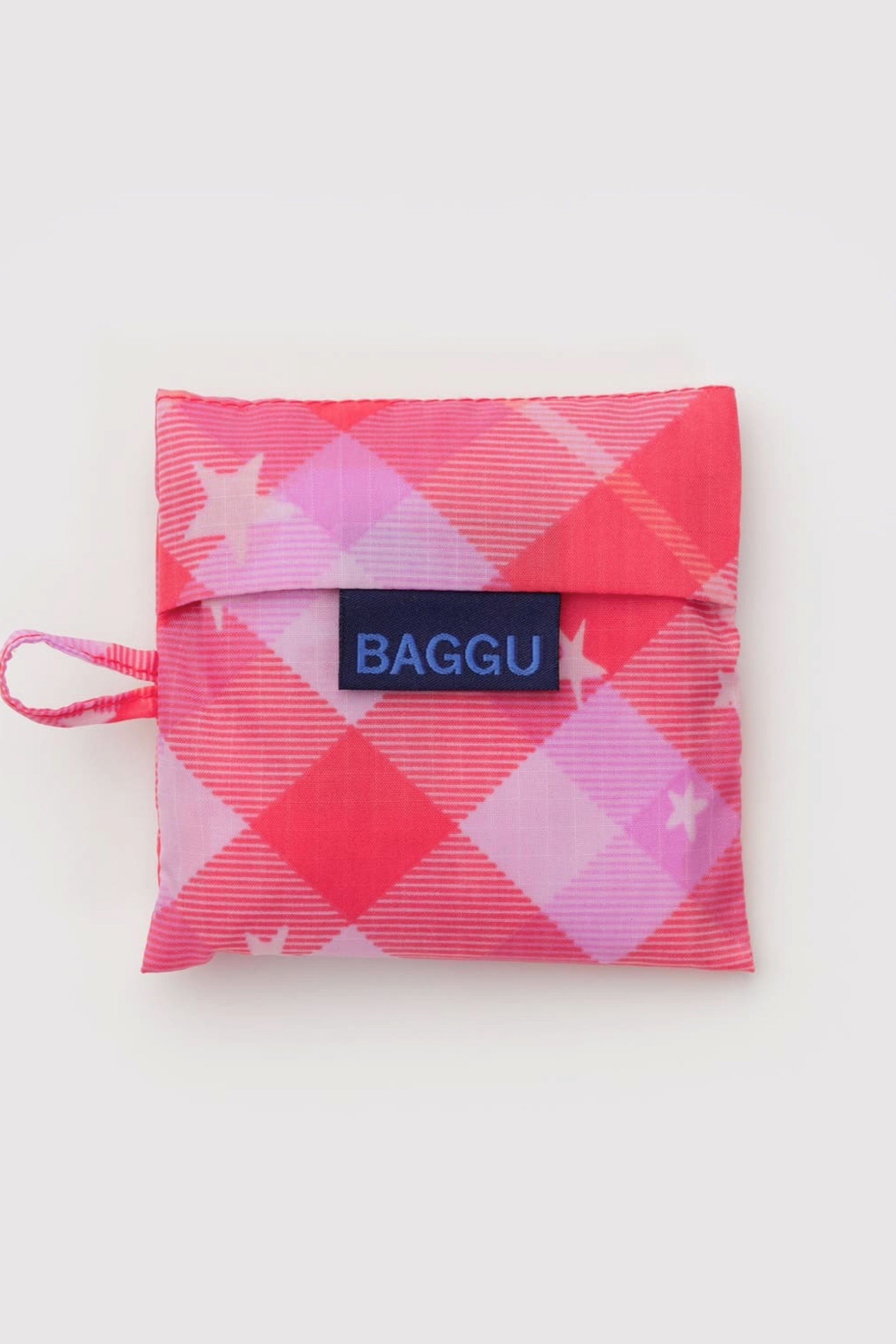 Baby Pink Star Plaid Baggu