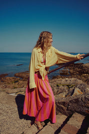 Pink Stripe Lowen Midi Skirt