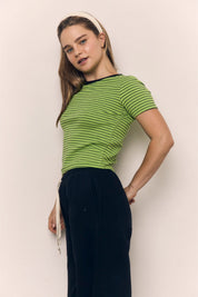 Green Striped Basic Tee