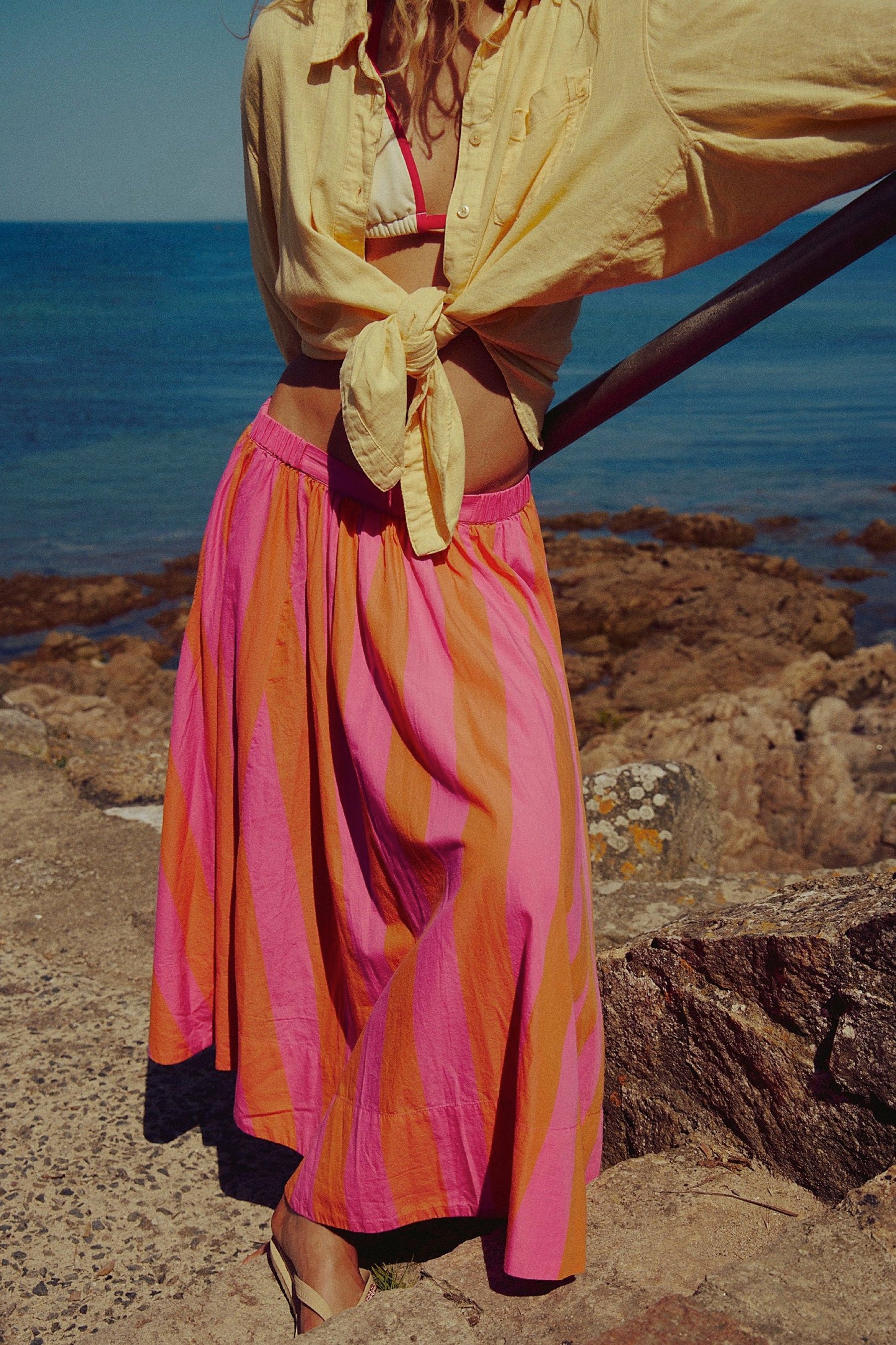 Pink Stripe Lowen Midi Skirt