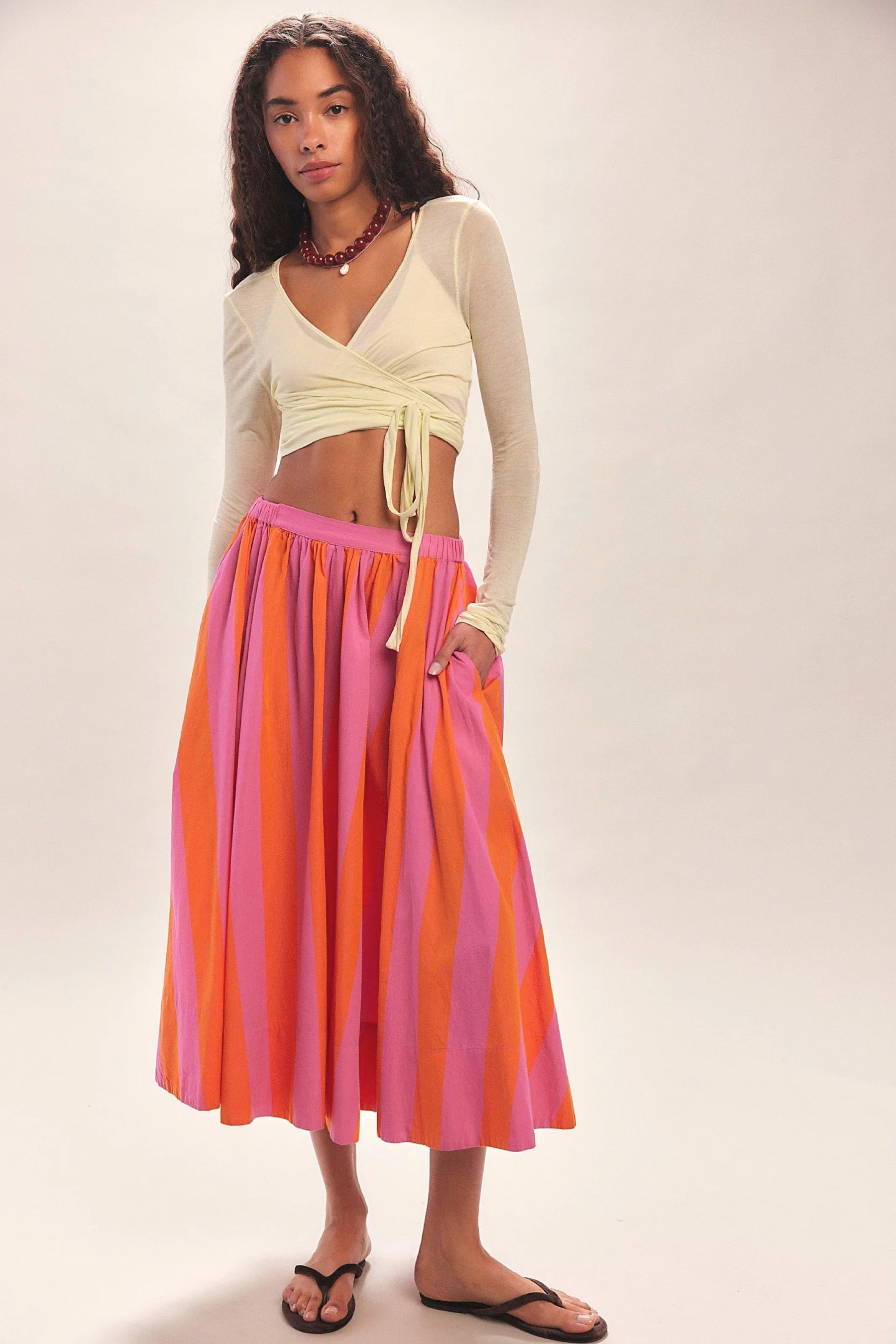 Pink Stripe Lowen Midi Skirt