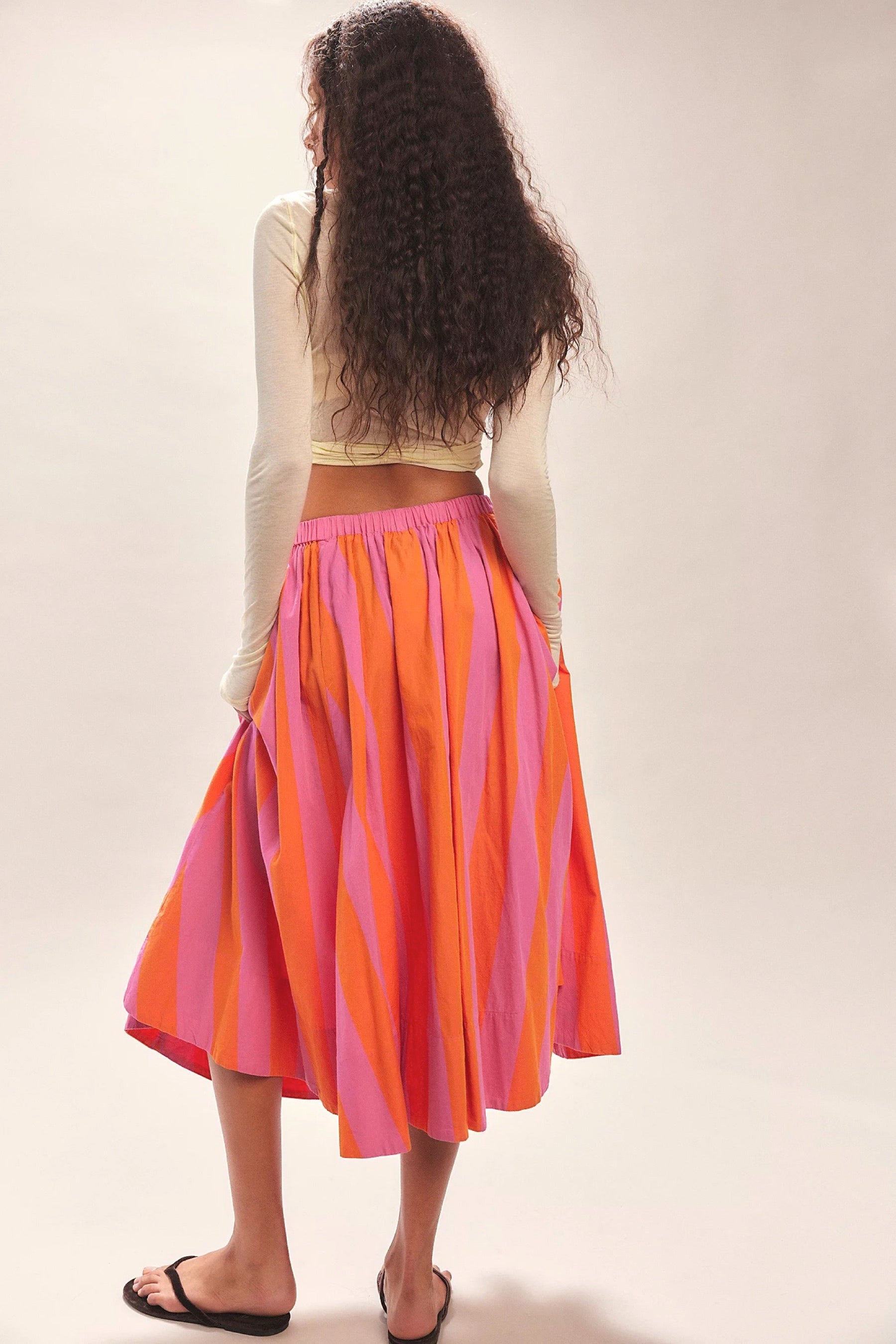 Pink Stripe Lowen Midi Skirt