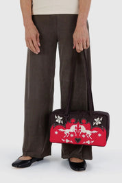 Western Applique Nylon Bowler Bag