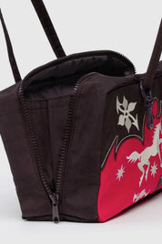 Western Applique Nylon Bowler Bag