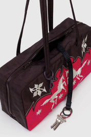 Western Applique Nylon Bowler Bag