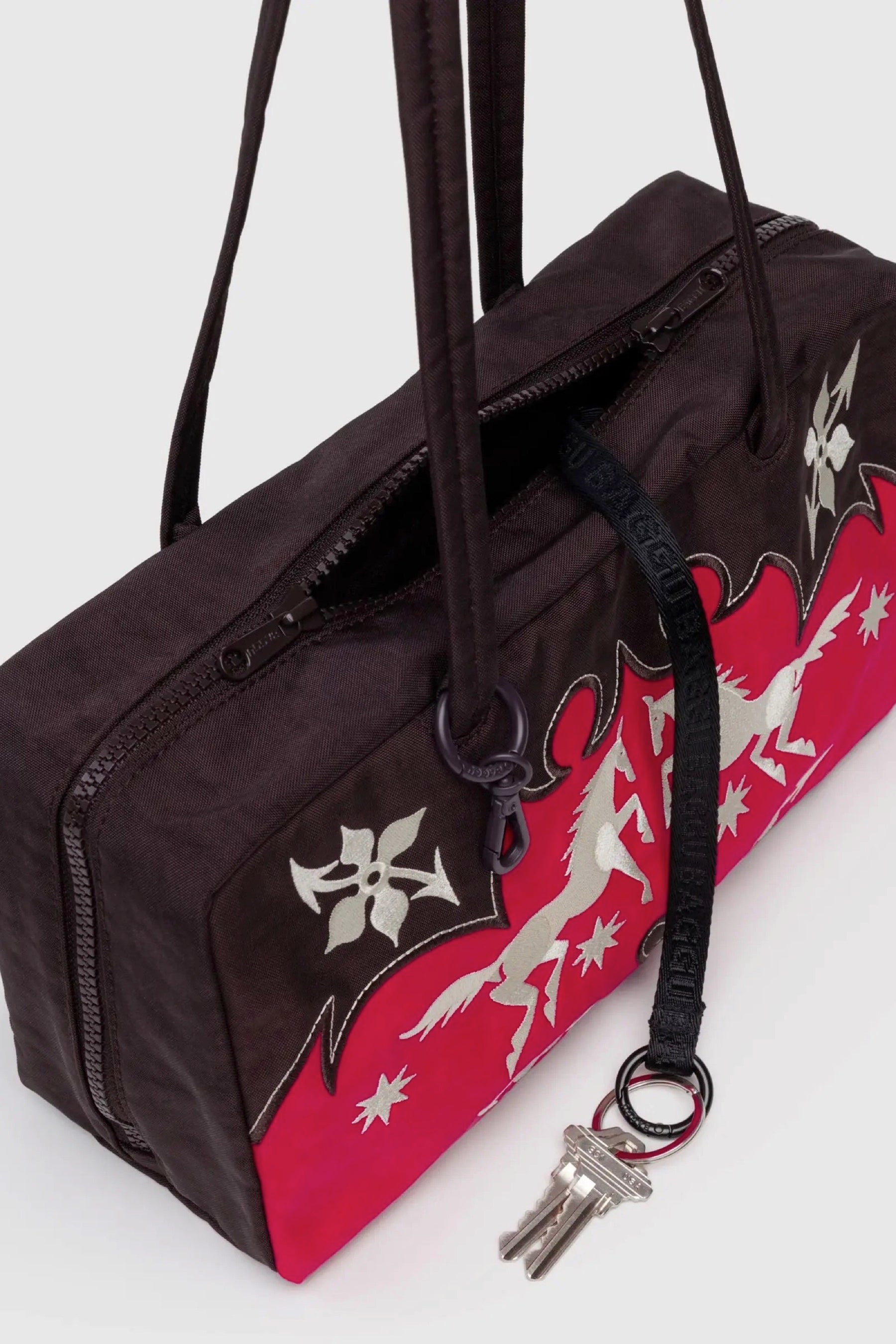 Western Applique Nylon Bowler Bag