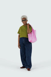 Pink Painted Stripe Baggu