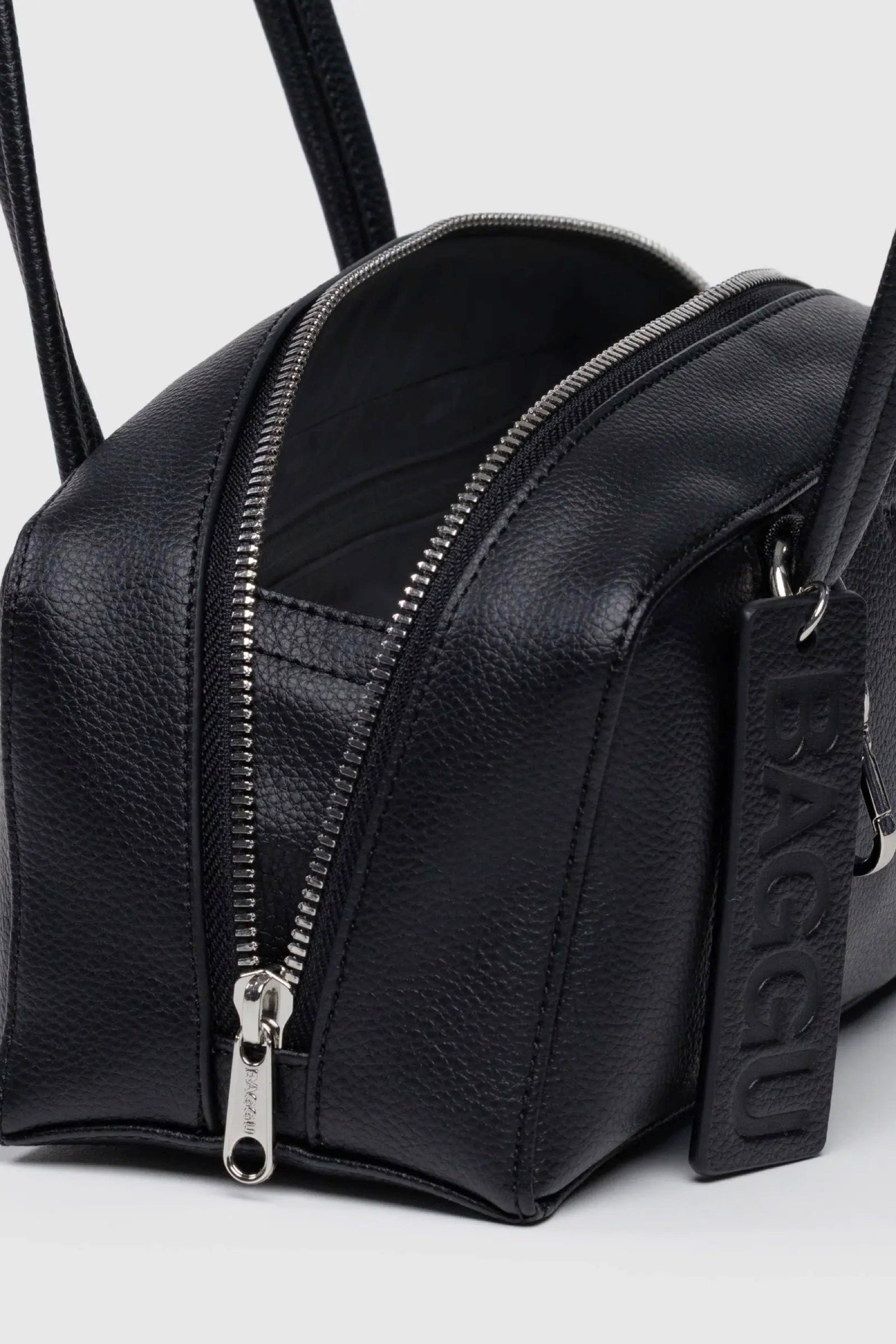Small Black Leather Bowler Bag