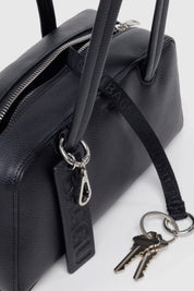 Small Black Leather Bowler Bag