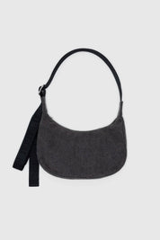 Washed Black Denim Small Crescent Bag