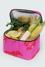 Pink Lobster Puffy Lunch Bag