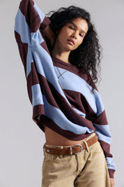 Perwinkle Classic Wide Stripe Crew