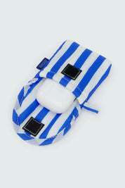Blue Painted Stripe Puffy Earbuds Case
