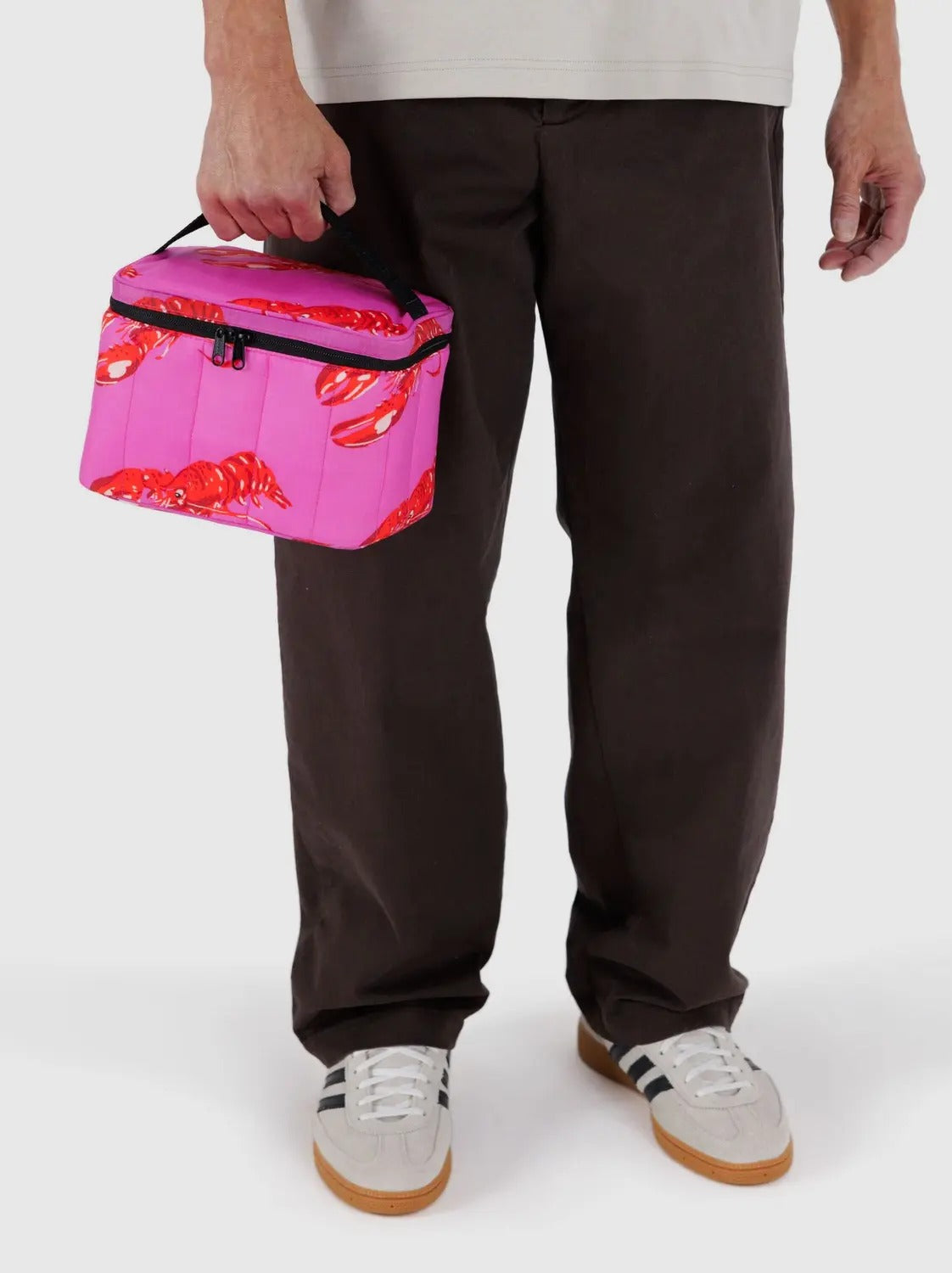 Pink Lobster Puffy Lunch Bag