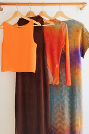 Brown Wave Tank Dress