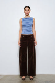 Brown Cord Cosette Barrel Pant