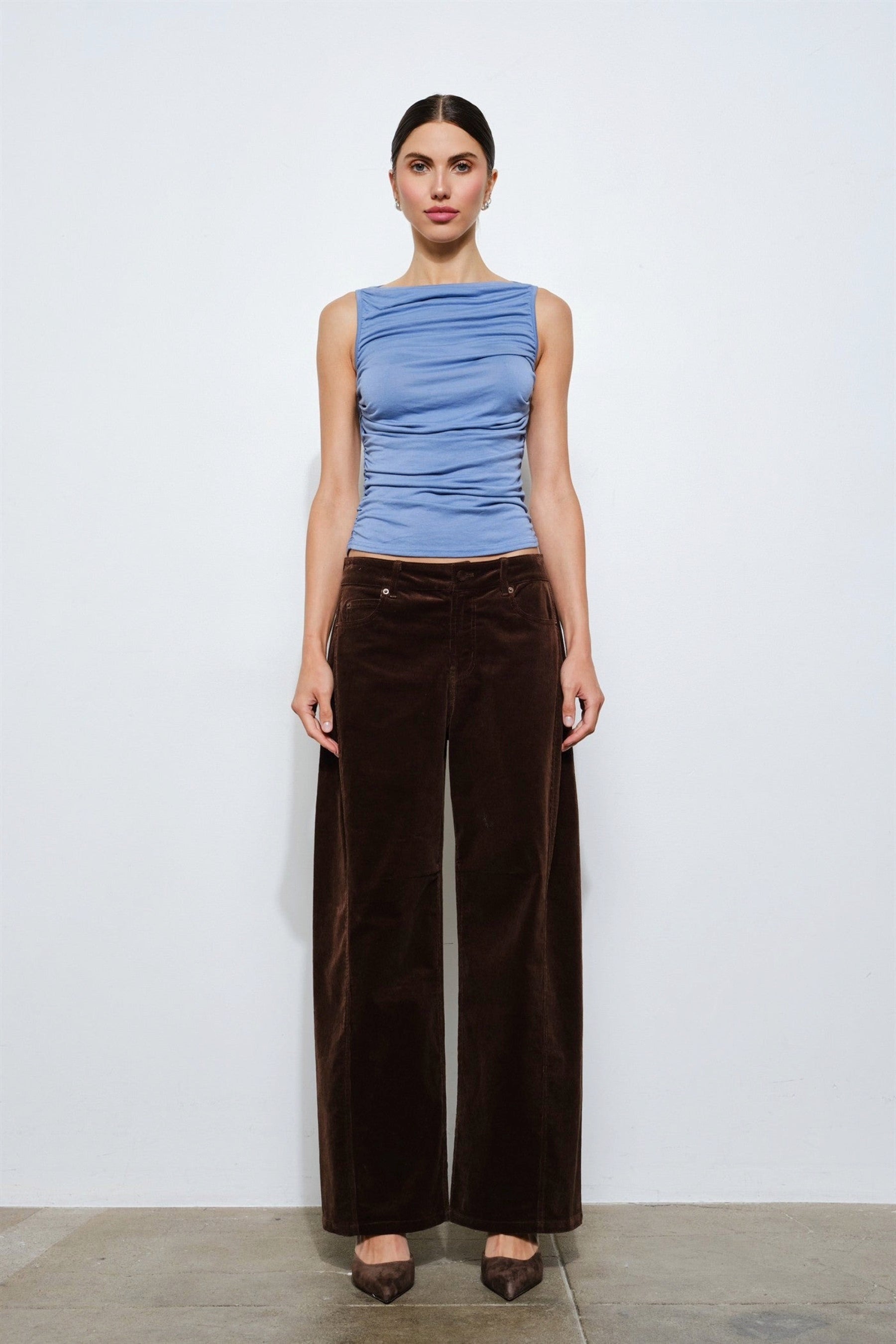 Brown Cord Cosette Barrel Pant