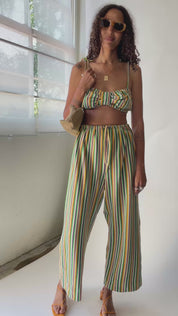 Green Stripe Terry Bra Top
