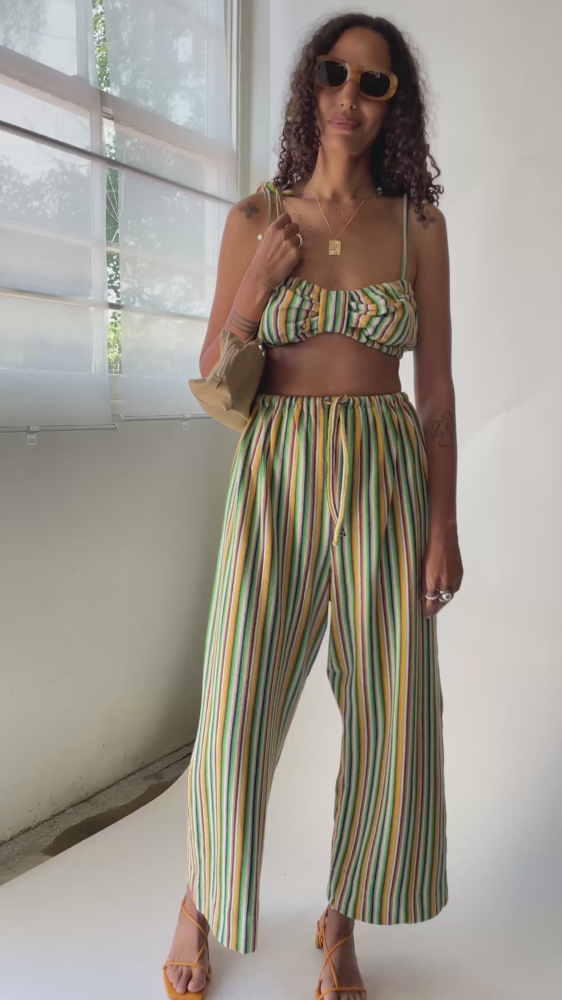 Green Stripe Terry Bra Top