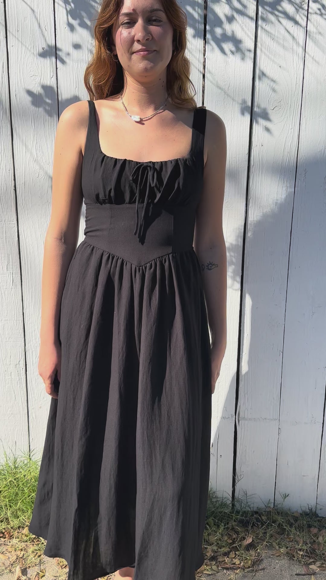 Black Crescent Midi Dress