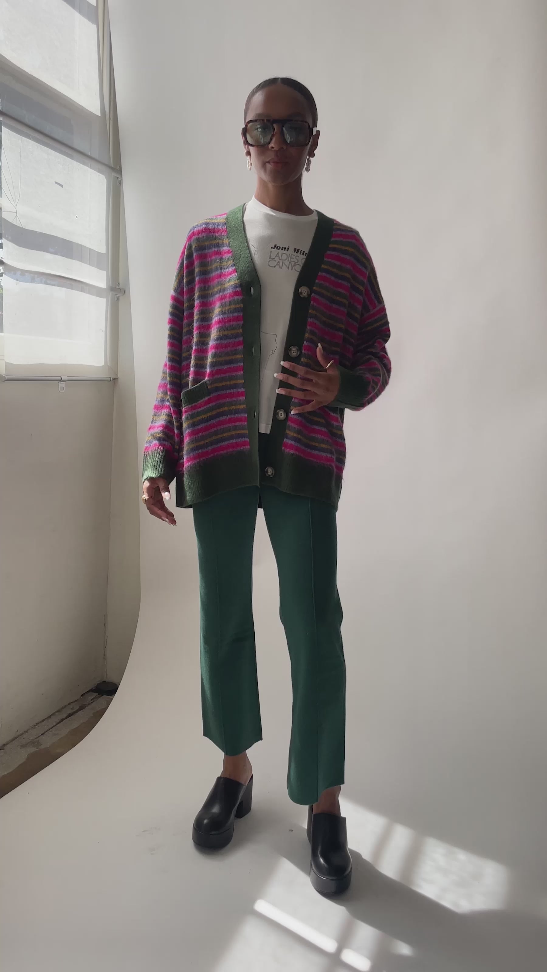 Hunter Green Knit Pintuck Pant