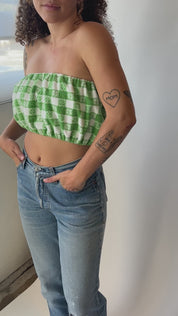 Green Gingham Towel Tube Top