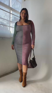 Rib Knit Color Block Dress